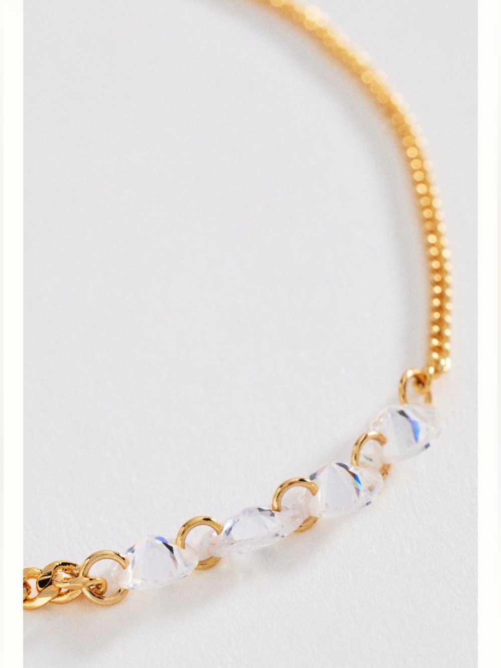 Anthropologie Mixed Chain Crystal Interlude Bracelet | Gold Clear | NWT - Picture 4 of 8